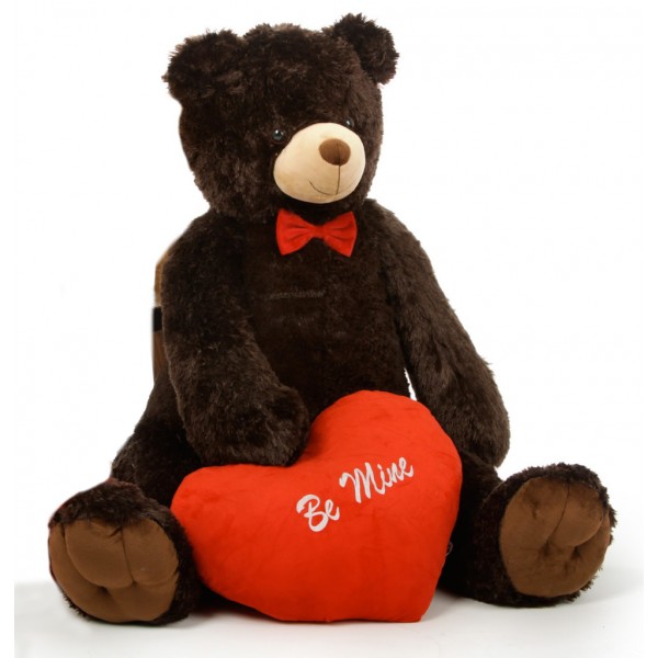 Huge Dark Brown 5 Feet Bigfoot Teddy Bear with Red Be Mine Heart